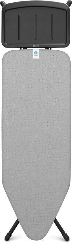 Brabantia Strijkplank C – XL 124 x 45 cm – Metallised – Met Stoomunithouder – Verstelbaar & Stabiel - Grijs