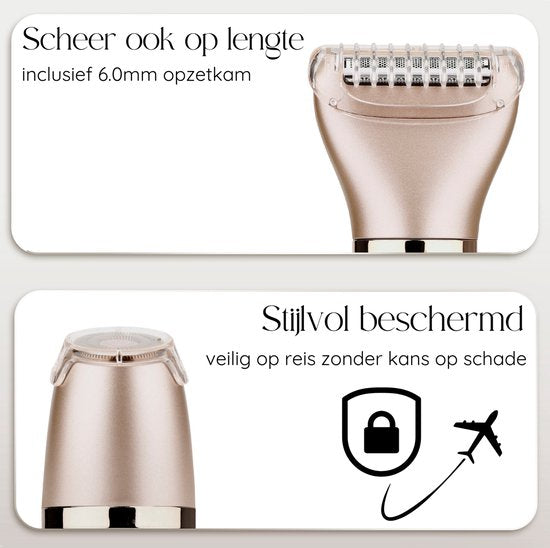 2-in-1 Ladyshave + 2 Extra Scheerkoppen - Gezicht - Oksels - Benen - Bikinilijn - Scheerapparaat Vrouw - Elektrisch Ontharen - Haarverwijderaar Dames - Trimmer Vrouw - Intieme Zone Schaamhaar - Ladyshaves Bikini