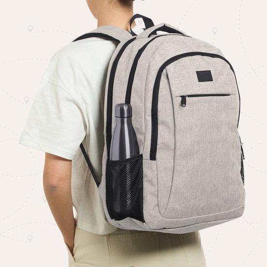 TRVLMORE Rugtas - 36L - 17,3 Inch - Laptop Rugzak met USB - Schooltas - Heren en Dames - Tas Champagne