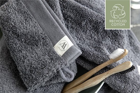 Walra Washand Remade Cotton - 2x 16x21 - 100% Katoen waarvan 70% gerecycled - Grijs / Antraciet