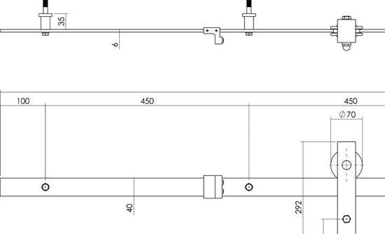 Intersteel Schuifdeursysteem Basic mat zwart