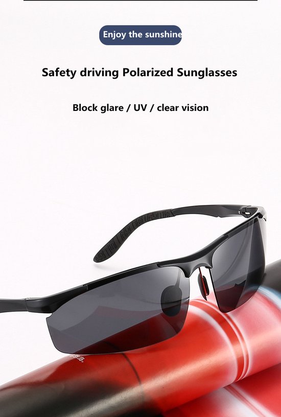 Garpex® Fietsbril - Sportbril - Polaroid Zonnebril - Zonnebril - Racefiets - Mountainbike - Motor - Zwart