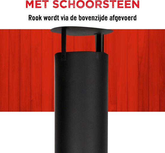 BBQ Collection Houtkachel met Schoorsteen - Tuinhaard 194 x 44 x 47 cm - Terrashaard met Vonkenscherm - Terraskachel met As-Opvangbak en Brandhout Opslag - Houtkachel Tuin - Carbon Staal