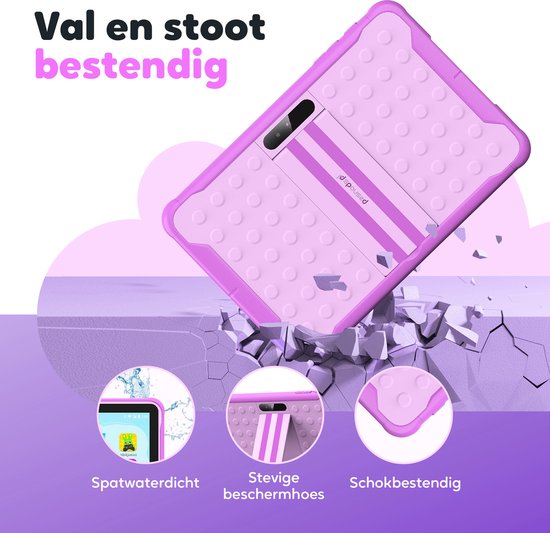 Spoused Kindertablet – 10.1 Inch – Kindertablet vanaf 3 jaar – 64GB – 4GB RAM– 6000 mAh Batterij - Incl. Beschermhoes & Ouder Control app – Paars