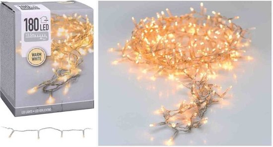 LED-verlichting - 180 LED - 13.5 meter - Warm wit - Transparant snoer