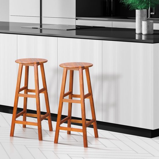 Casaria Barkrukken 2 Stuks - Acacia Hout /Zithoogte 76 cm - Bruin