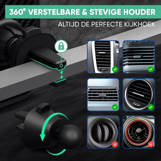 Serve 2in1 Bluetooth FM Transmitter & Telefoonhouder Auto - Carkit voor Muziek - Telefoonhouders Auto Accessoires - Ventilatie Houder
