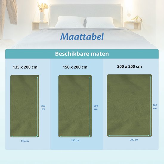 Hoes voor de verzwaringsdeken van EL Life 200 x 200 CM - 11 KG & 13 KG - Overtrek Hoes van 100% biologisch katoen - Olijf Groen