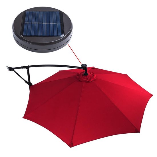 Kingsleeve Zweefparasol - Parasolvoet LED-verlichting 300cm - Rood