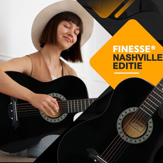 Finesse Akoestische Gitaar - met Videocursus - Western Gitaar - Gitaar Kind & Volwassenen - Sunburst