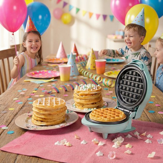 Bestron Wafelijzer - AMW500M - 550W - Mini wafel - Anti-aanbaklaag - Blauw - 5 jaar garantie