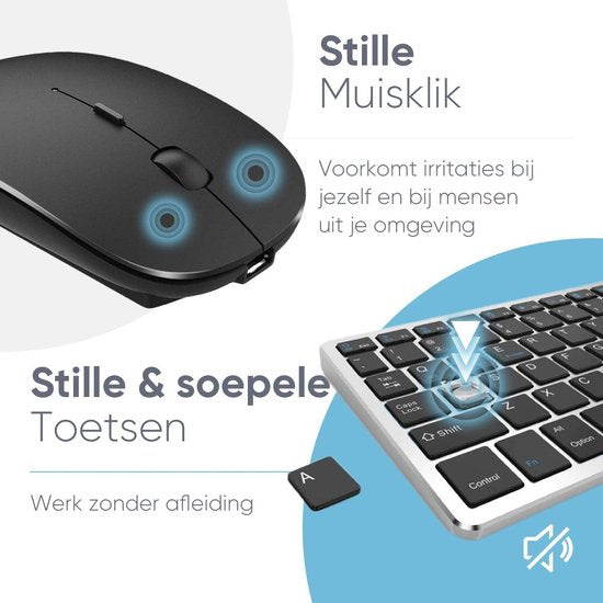 Trendfield Toetsenbord en Muis Draadloos - Bluetooth Keyboard - Stille Toetsen - Oplaadbaar - Qwerty - Space Grey
