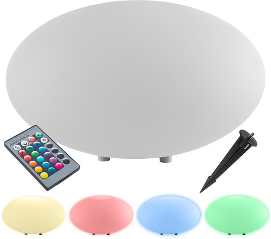 tectake® LED Tuinlamp - Tuinverlichting met Afstandsbediening - 12W LED - 16 Kleuren - Ø35 x 28,5 cm - Weerbestendige Feestversiering - Tuindecoratie - Buitenlamp met Lichtbron - Lichtbol - Lichtbollen voor Buiten - Bol Lamp - Tuinbol