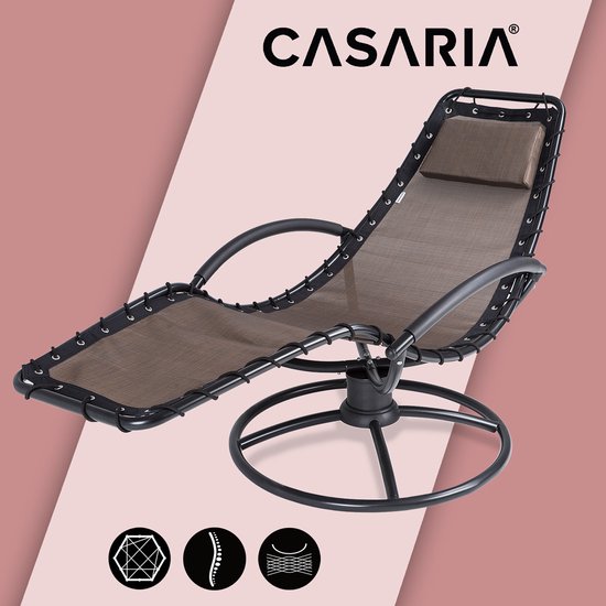 Casaria Ligstoel Eve - 360° Draaibaar incl. Kussen - Mokka