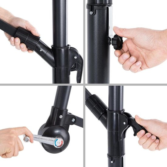 Kingsleeve Zweefparasol - Ø300cm UV bescherming 80+ - Antraciet