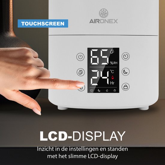 Aironex Luchtbevochtiger 3.8 Liter - Topfill - Aroma - Luchtbevochtigers - Humidifier - Geschikt voor Woonkamer, Kantoor, Babykamer, Slaapkamer