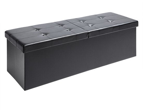 Casaria Zitbank met Opbergruimte - 115x40x40cm 131L Kunstleer – Zwart