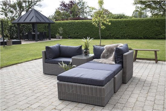 Rossi Lounge Set - Lounge set in cubo-grijs met zwarte kussens