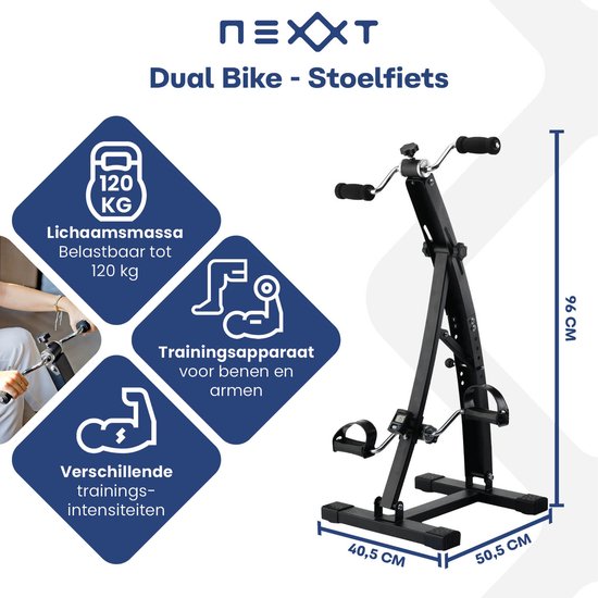 Nexxt Dual Bike Stoelfiets voor Armen en Benen - Hometrainer voor Training en Rehabilitatie – Bewegingstrainer met instelbare Trainingsintensiteit