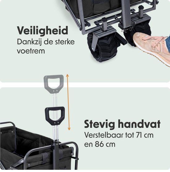 LifeGoods Bolderkar - Opvouwbaar - 80KG Draagkracht - 94L - Wasbaar Polyester - Zwart