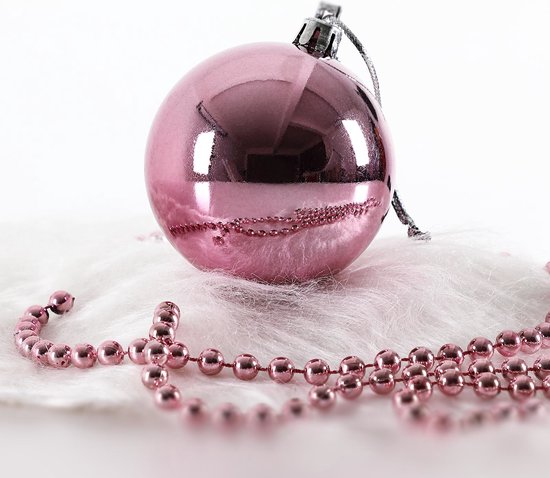 Casaria Kerstballen 100 er Set - Kunststof Mat Glanzend Ø 3 4 6 cm Roze