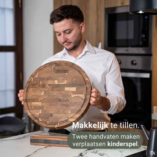 VDN Snijplank Acaciahout Rond - Diameter 30 cm - Bruin