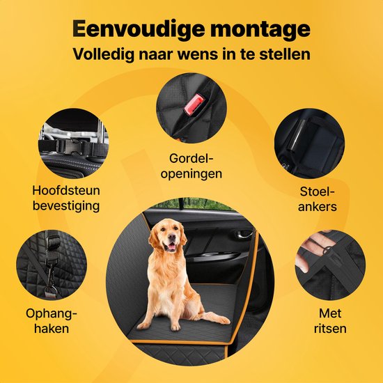 Jake en Jacky Hondendeken Auto Achterbank en Kofferbak - Autodeken Hond - Hondenkleed - Beschermhoes Auto - Incl. Hondenriem, Ophangriemen & Opbergtas