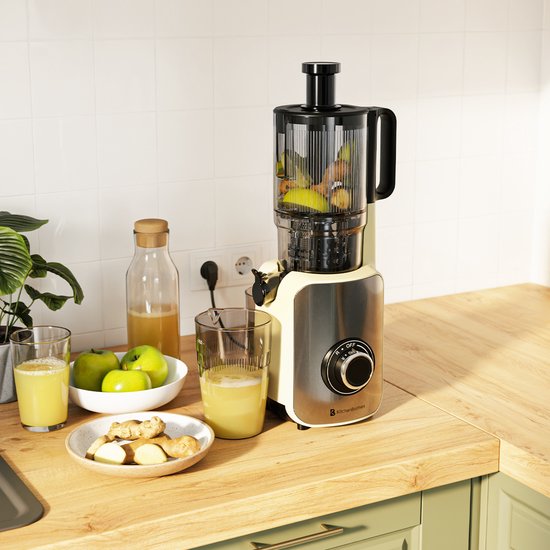 KitchenBrothers Slowjuicer - Verticaal - Juicer - Groenten en Fruitpers - 126 mm - 750 ml - Champagne