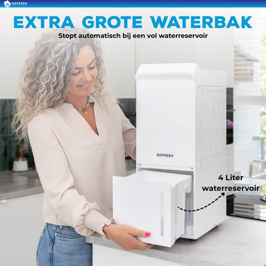 Sofresh luchtontvochtiger 25 Liter per dag - Ontvochtiger en Dehumidifier voor Kelder, Badkamer, Zolder en woonkamer - Wit