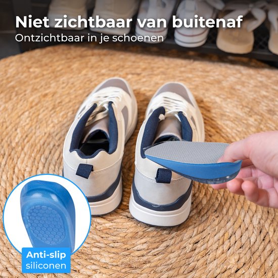 Nuvance Inlegzolen - 2.5cm Hakverhoger - Hielbeschermers - 2 Stuks - Maat 36-40 - Heren & Dames - Hielzooltjes - Blauw