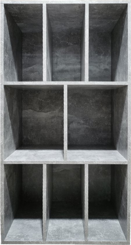 LP vinyl opbergkast - platenkast - opbergen lp vinyl platen - boekenkast - 8 vakken - grijs beton look