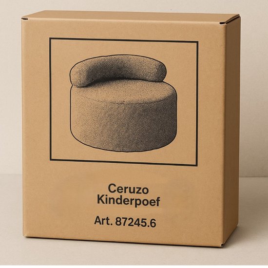 Ceruzo Kinderpoef – Roze Opbergstoel – Teddy Boucle– Zachte rugsteun- Ø 35 -H28 cm