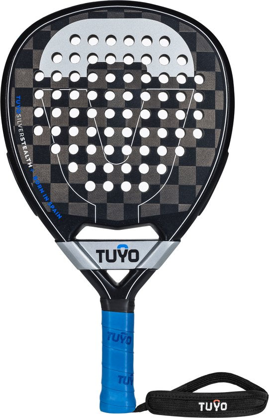 Padel Racket - TUYO - Silver Stealth+ - voor de aanvallende speler - druppelvorm