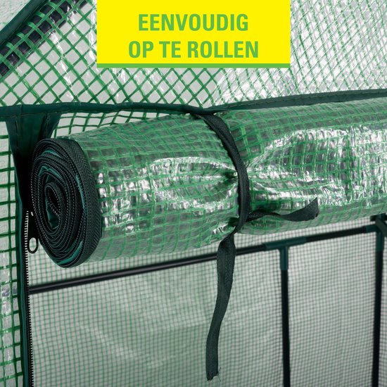 Kinzo Garden Broeikas - Plastic Kweekkas - Tuinkas met 3 Verdiepingen - Metalen Frame - Waterbestendige Hoes - 143 x 73 x 195 CM - Groen