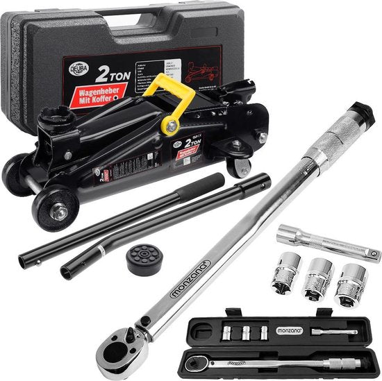 Deuba Bandenwisselset Hydraulische Krik – tot 2 ton – Koffer 6-delig