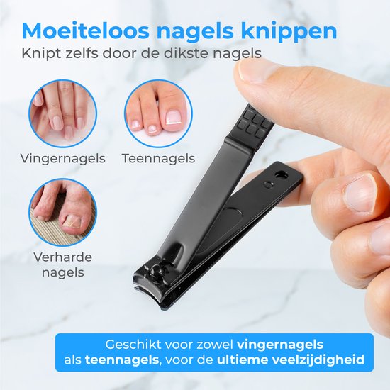 Nuvance - Nagelknipper - 4 in 1 - Nagelknipper Set met Nagelvijl - Nageltang - Teennagelknipper - Voor Kalknagels