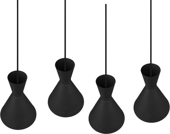 Trio Enzo Industriële Hanglamp – 4 Lichtpunten – E27 Fitting – Dimbaar – 90 × 20 × 150 cm – Zwart