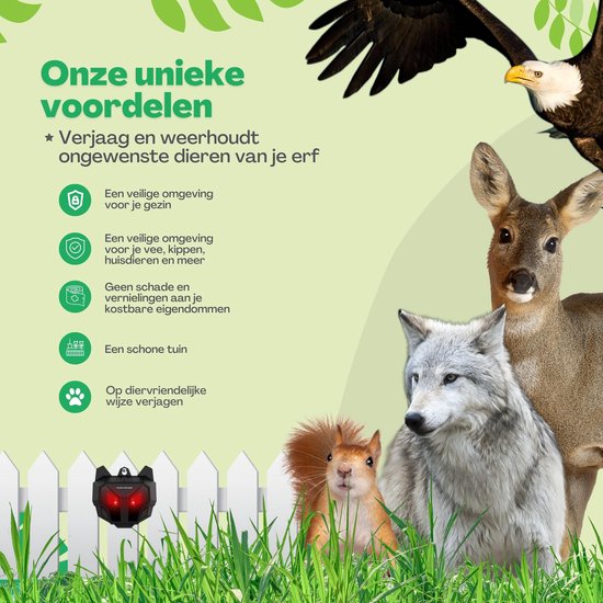 Vulpes Goods® Verjager - Vogelverjager - Duivenverjager - op zonne-energie - Afweermiddel voor Vogels en andere Roofdieren - PRO versie