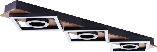 Brilliant Plafondlamp Maureen – 88 cm – Zwart met Hout