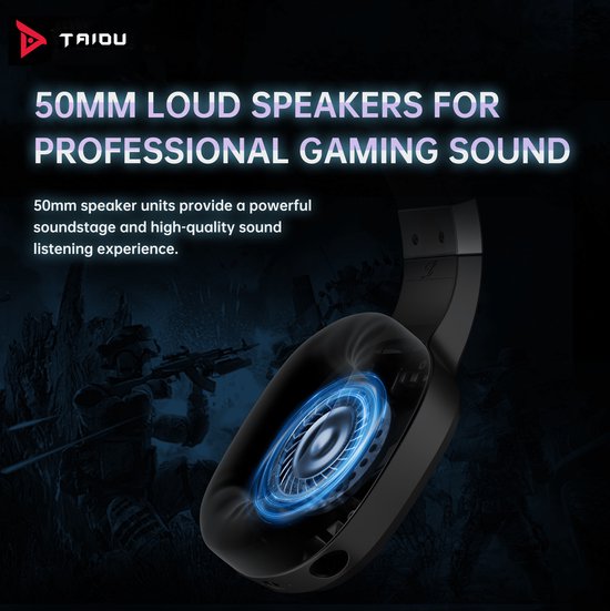 TAIDU THS320Pro - 2.4GHz Draadloze Gaming Headset - Bluetooth koptelefoon - met microfoon - Geschikt voor PS4/PS5, Nintendo Switch - Multiplatform - Zwart