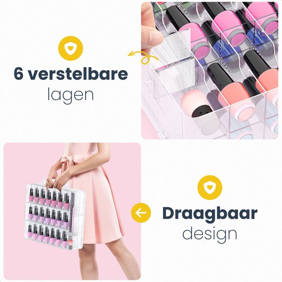 Vimora Nagellak koffer voor 48 stuks - Koffer - Nagellak - Opberg doos - Beautycase - Nagelstyliste - Make-up - Organizer - Voor vrouwen
