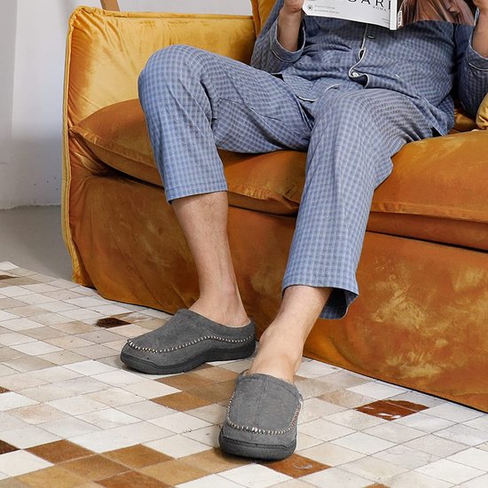Pantoffels Heren - Sloffen - Mocassins - Grijs - Anti-slip - Maat 42/43 - Comfeet