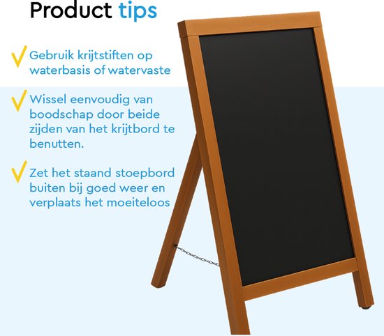 BRASQ Krijtstoepbord Mahonie - 55x 85 CM - Krijtbord - Reclamebord - Stoepbord - Enkelzijdig - voor Binnen en Buiten - Horeca