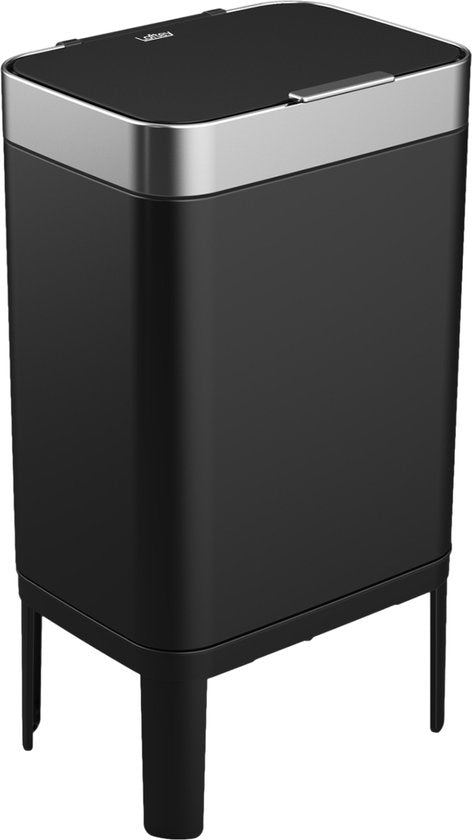 Loftey Prullenbak 60 Liter – Push/Touch - Duo 2x30L - Zwart/RVS