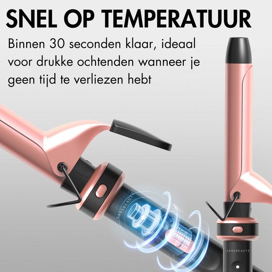 Sansbeauté® 7 in 1 Krultang met Klem en Wafeltang - Keramische Haarkruller - 13mm tot 38mm - Föhnborstel Kort Haar - Warmteborstel - Krultangen - Thermal Brush - Haarstyler - Krulborstel 5 in 1