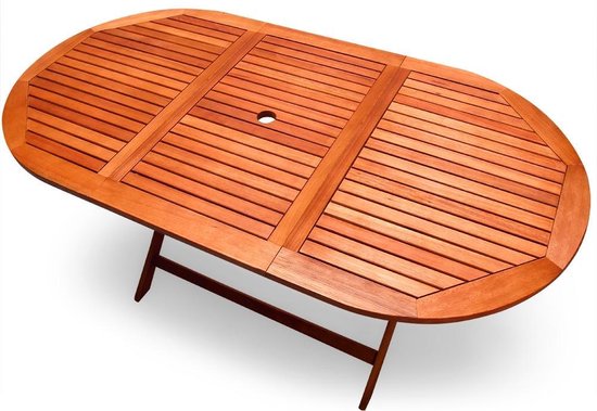 Casaria Opvouwbare Tuintafel – Parasolhouder – 160 x 85 x 75 cm – FSC Acaciahout - Bruin