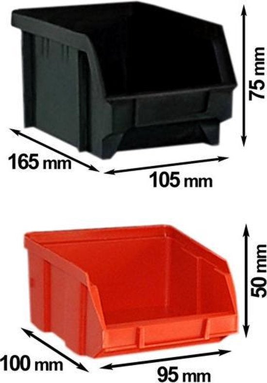 Monzana Wandrek - Stapelboxen 32 delig 64x38cm - Zwart