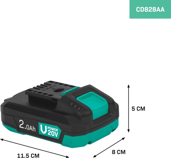 VONROC Accu 20V – 2.0Ah - Met b-directionele USB-C poort – accu en powerbank in één – compatibel met Power Delivery (PD) – Beveiligd met Electronic Cell Protection