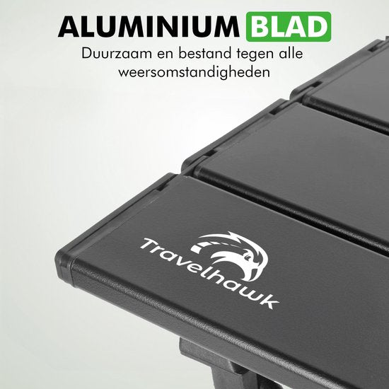 Travelhawk Campingtafel Inklapbaar - Campingtafel Opvouwbaar - Camping Tafel - campingtafel Lichtgewicht - Picknicktafel Kinderen - Zwart - 56x40x40cm - Medium