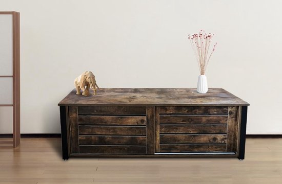 TV meubel kast Stoer industrieel - dressoir met schuifdeuren - 130 cm breed